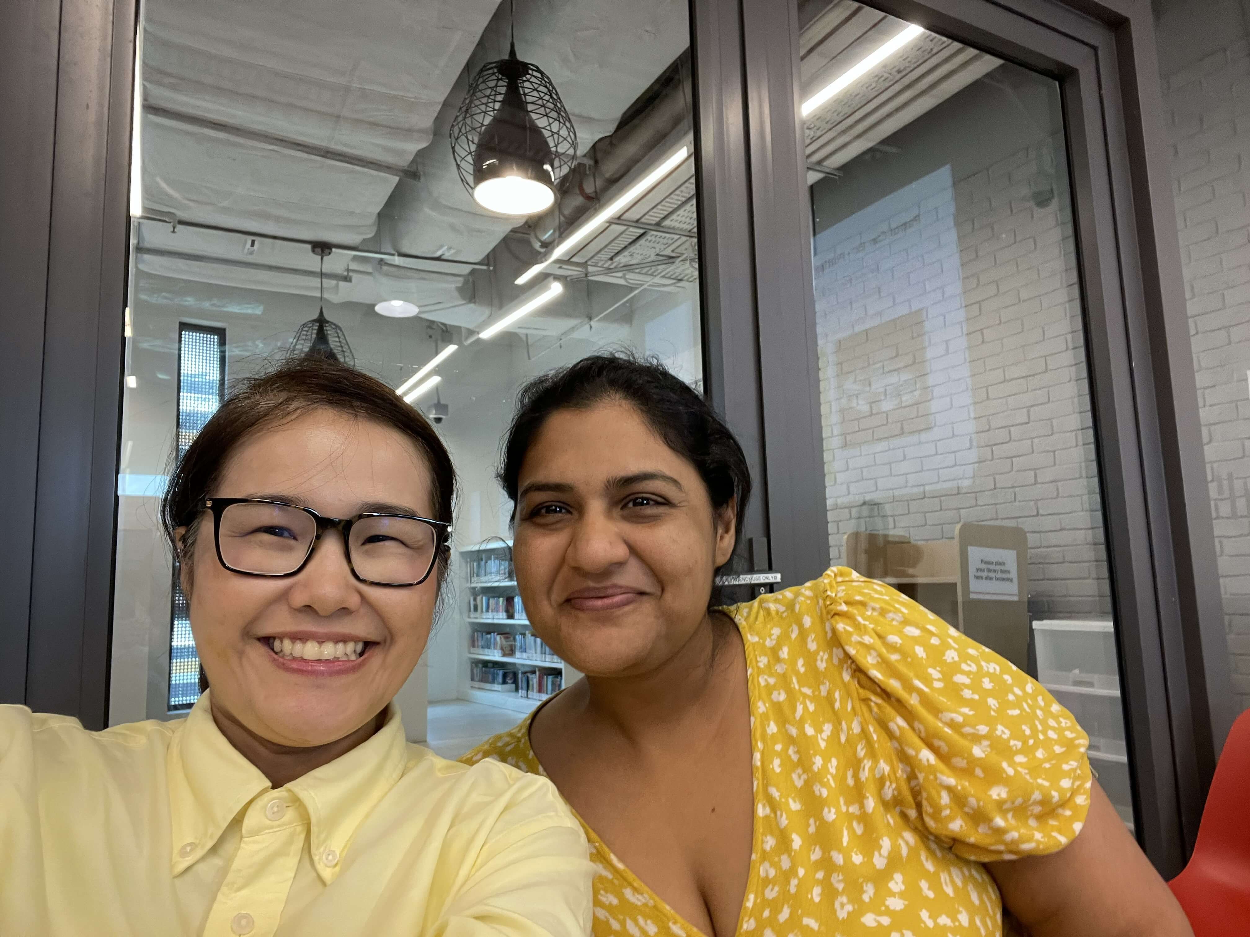 Selfie with a friend at the library